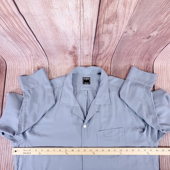 Todd Snyder Mens Size XL Slim Fit Rayon Hollywood Button Up Shirt Steel Blue - Picture 13 of 14